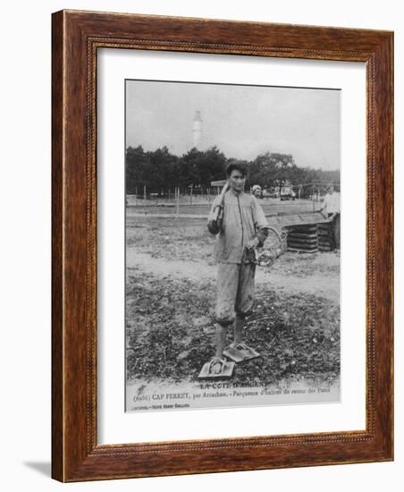 Parqueuse d'Huitres, Oyster Gatherer, of Cap Ferret Near Arcachon in South- West France-null-Framed Photographic Print