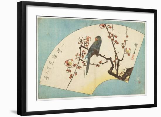 Parrot on a Flowering Plum, Mid 19th Century-Utagawa Hiroshige-Framed Giclee Print