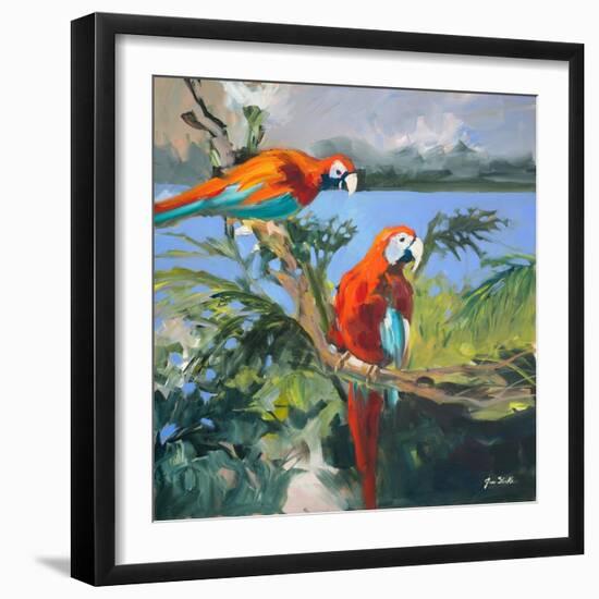 Parrots at Bay II-Jane Slivka-Framed Premium Giclee Print