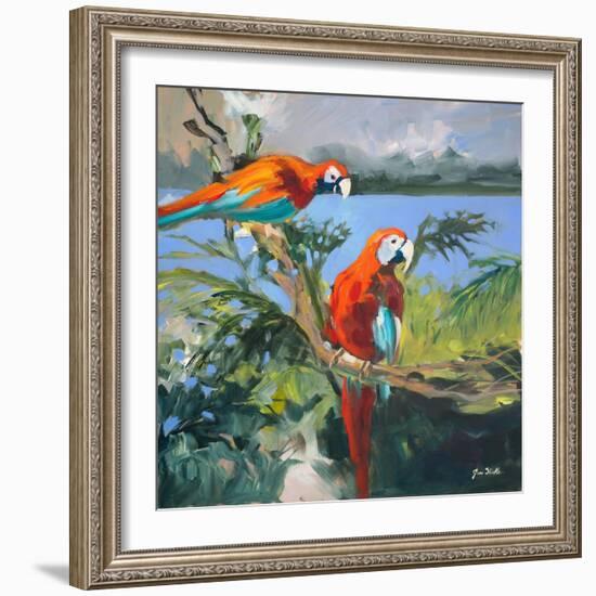 Parrots at Bay II-Jane Slivka-Framed Art Print