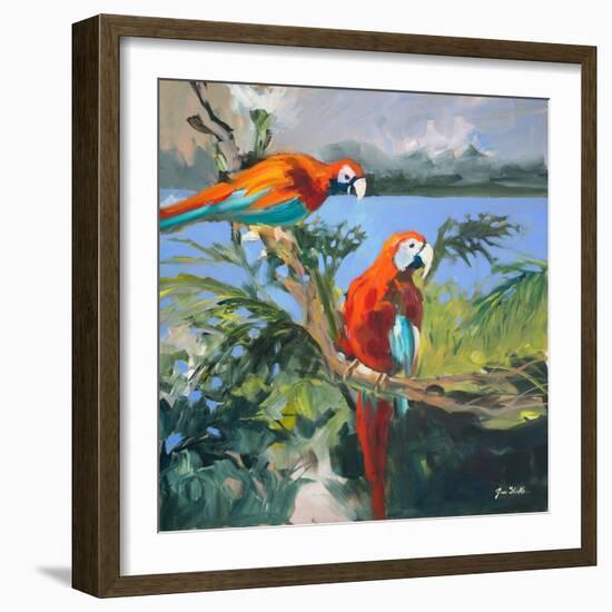 Parrots at Bay II-Jane Slivka-Framed Art Print