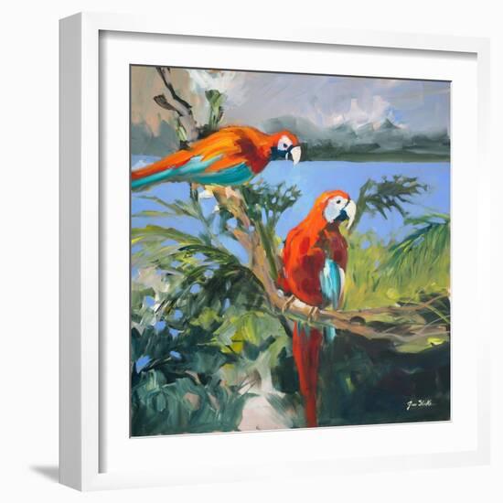 Parrots at Bay II-Jane Slivka-Framed Art Print