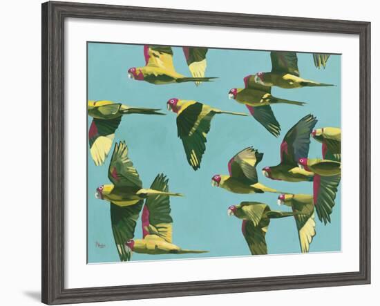 Parrots in Flight - Retro-Pete Hawkins-Framed Giclee Print