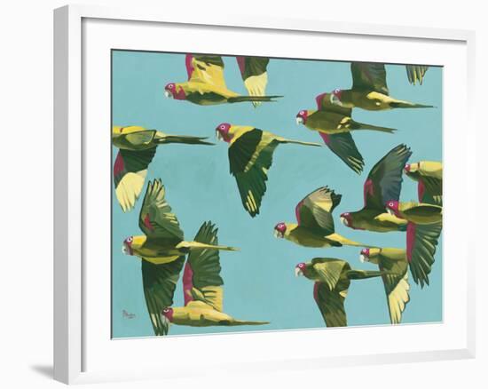 Parrots in Flight - Retro-Pete Hawkins-Framed Giclee Print