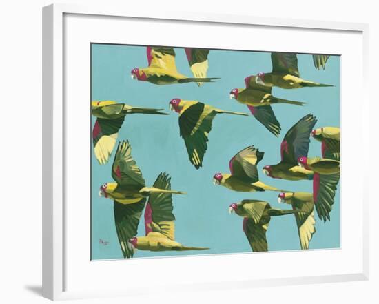 Parrots in Flight - Retro-Pete Hawkins-Framed Giclee Print