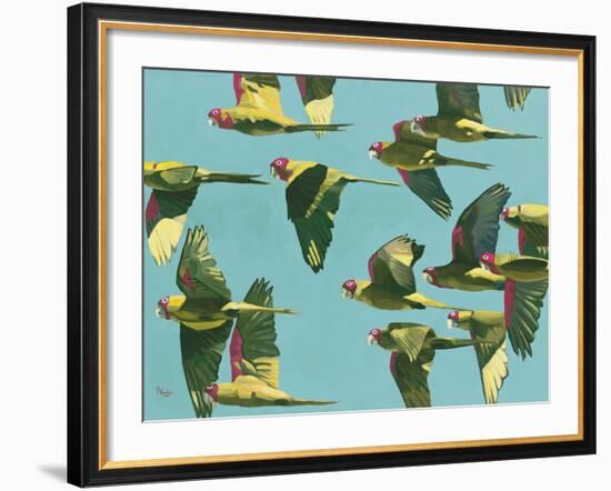 Parrots in Flight - Retro-Pete Hawkins-Framed Giclee Print