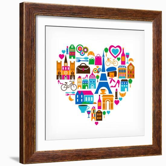 Pars Love - With Set Of Icons-Marish-Framed Premium Giclee Print