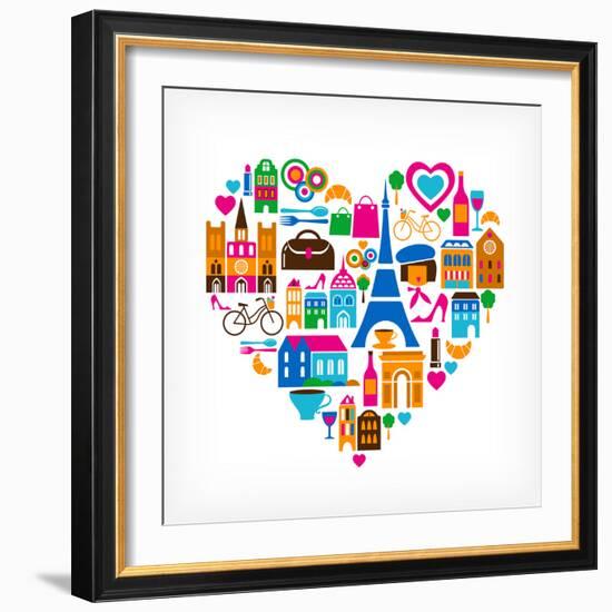 Pars Love - With Set Of Icons-Marish-Framed Premium Giclee Print