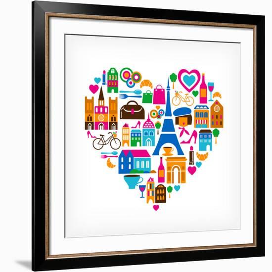 Pars Love - With Set Of Icons-Marish-Framed Premium Giclee Print