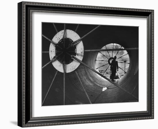 Part of 108 Inch Pipe That Will Be Used to Divert Water from the Jordan River to Negev Desert-Paul Schutzer-Framed Photographic Print