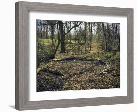 Part of a forest kindergarten in the wood with circle on the floor-Axel Killian-Framed Photographic Print