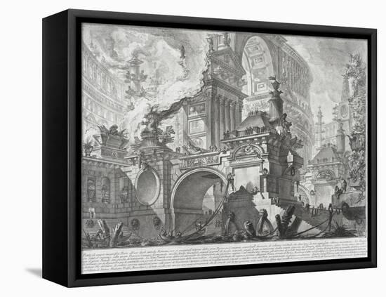 Part of a Harbor for the use of the ancient Romans opening onto a large market square-Giovanni Battista Piranesi-Framed Premier Image Canvas