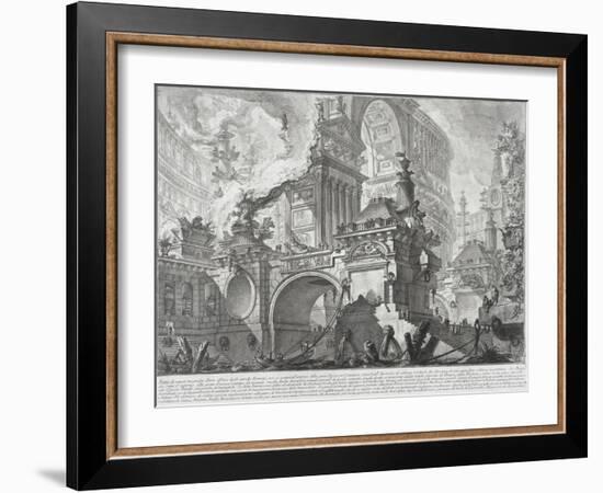 Part of a Harbor for the use of the ancient Romans opening onto a large market square-Giovanni Battista Piranesi-Framed Giclee Print