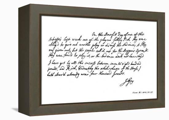 Part of a Letter from John Gay to Dean Swift, C1728-John Gay-Framed Premier Image Canvas