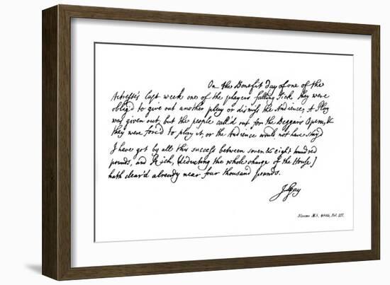 Part of a Letter from John Gay to Dean Swift, C1728-John Gay-Framed Giclee Print