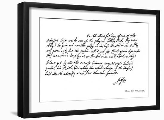 Part of a Letter from John Gay to Dean Swift, C1728-John Gay-Framed Giclee Print