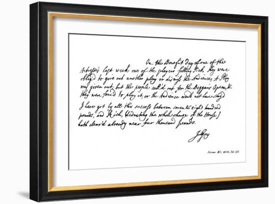 Part of a Letter from John Gay to Dean Swift, C1728-John Gay-Framed Giclee Print