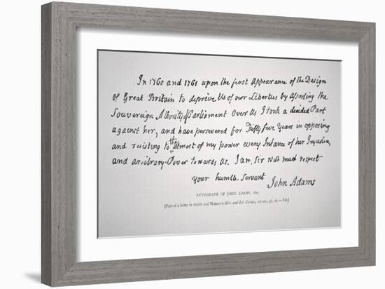 Part of a Letter Written and Signed by President John Adams-John Adams-Framed Giclee Print