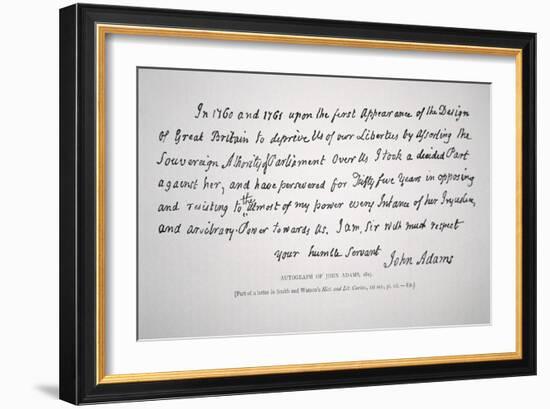 Part of a Letter Written and Signed by President John Adams-John Adams-Framed Giclee Print