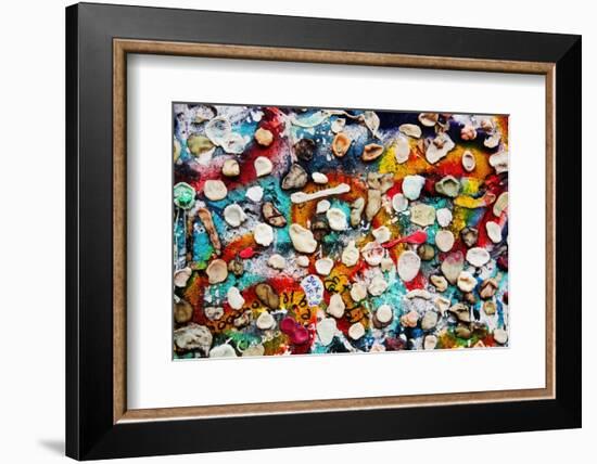 Part of Berlin Wall with Graffiti and Chewing Gums Stuck on It. Potsdamer Platz, Berlin, Germany-Michal Bednarek-Framed Photographic Print