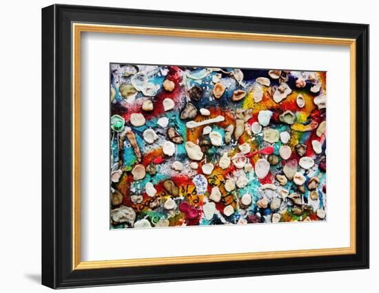 Part of Berlin Wall with Graffiti and Chewing Gums Stuck on It. Potsdamer Platz, Berlin, Germany-Michal Bednarek-Framed Photographic Print