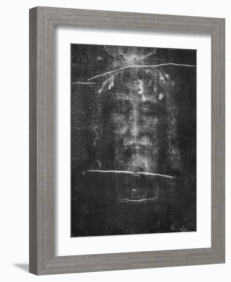 Part of the First Photograph of the Shroud Showing the Face-null-Framed Photographic Print