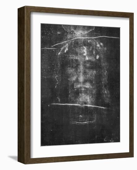 Part of the First Photograph of the Shroud Showing the Face-null-Framed Photographic Print