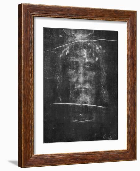 Part of the First Photograph of the Shroud Showing the Face-null-Framed Photographic Print