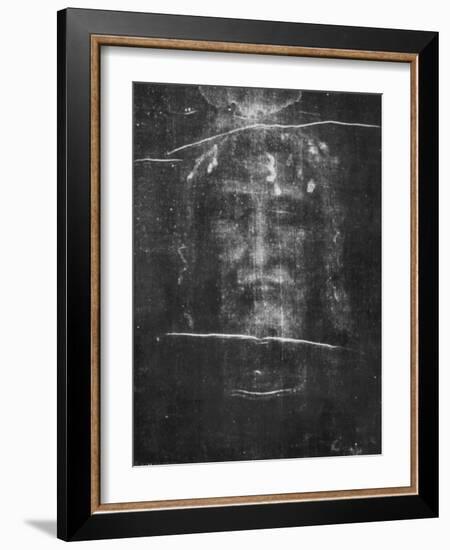 Part of the First Photograph of the Shroud Showing the Face-null-Framed Photographic Print