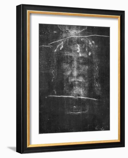 Part of the First Photograph of the Shroud Showing the Face-null-Framed Photographic Print