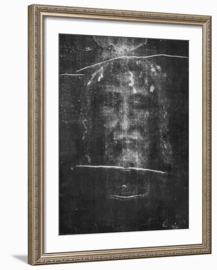 Part of the First Photograph of the Shroud Showing the Face-null-Framed Photographic Print