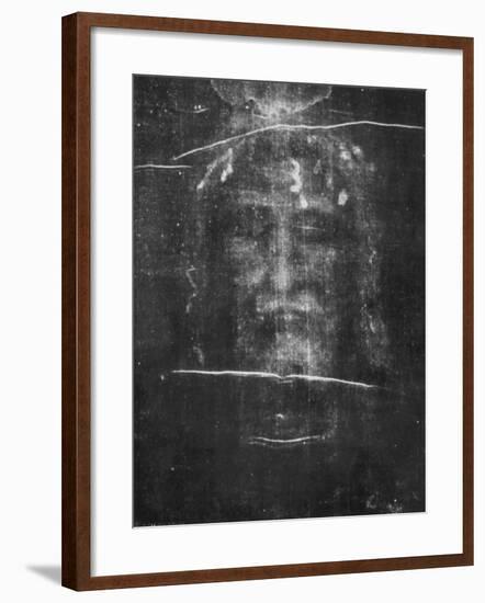 Part of the First Photograph of the Shroud Showing the Face-null-Framed Photographic Print