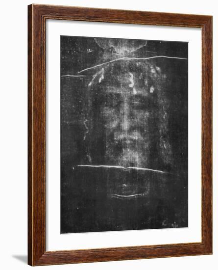 Part of the First Photograph of the Shroud Showing the Face-null-Framed Photographic Print