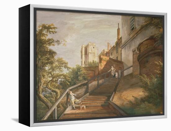 Part of the Hundred Steps and Winchester Tower, Windsor Castle (Gouache on Leather)-Paul Sandby-Framed Premier Image Canvas