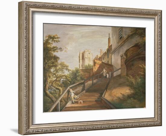 Part of the Hundred Steps and Winchester Tower, Windsor Castle (Gouache on Leather)-Paul Sandby-Framed Giclee Print