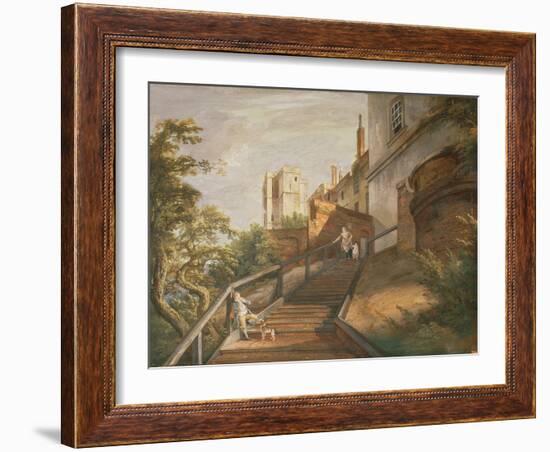 Part of the Hundred Steps and Winchester Tower, Windsor Castle (Gouache on Leather)-Paul Sandby-Framed Giclee Print