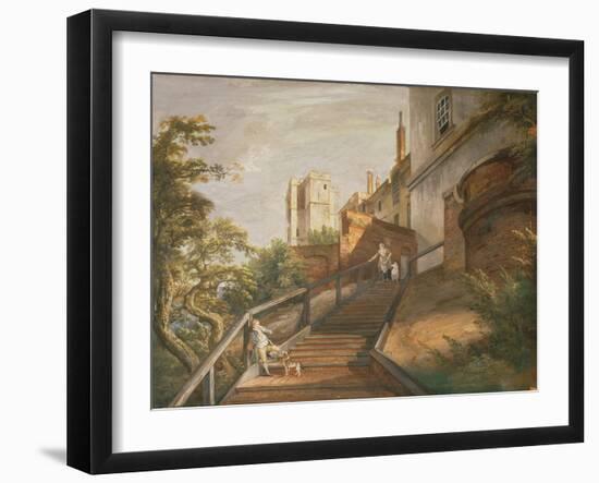 Part of the Hundred Steps and Winchester Tower, Windsor Castle (Gouache on Leather)-Paul Sandby-Framed Giclee Print