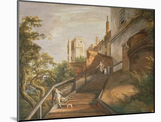 Part of the Hundred Steps and Winchester Tower, Windsor Castle (Gouache on Leather)-Paul Sandby-Mounted Giclee Print