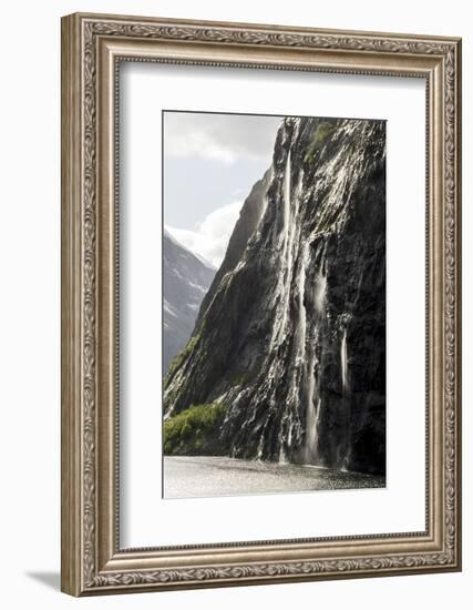 Part of the Seven Sisters waterfall, Geiranger Fjord, More og Romsdal-Tony Waltham-Framed Photographic Print