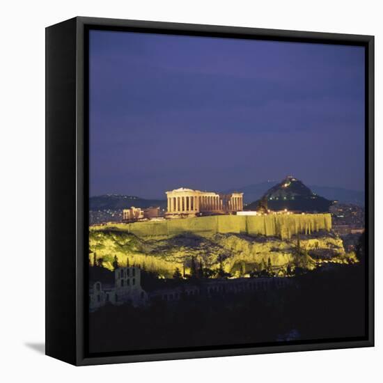 Parthenon and the Acropolis at Night, UNESCO World Heritage Site, Athens, Greece, Europe-Roy Rainford-Framed Premier Image Canvas