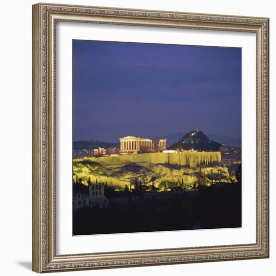 Parthenon and the Acropolis at Night, UNESCO World Heritage Site, Athens, Greece, Europe-Roy Rainford-Framed Photographic Print
