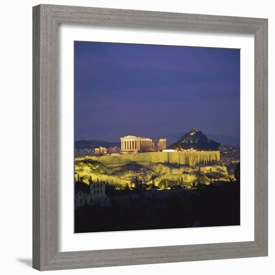 Parthenon and the Acropolis at Night, UNESCO World Heritage Site, Athens, Greece, Europe-Roy Rainford-Framed Photographic Print