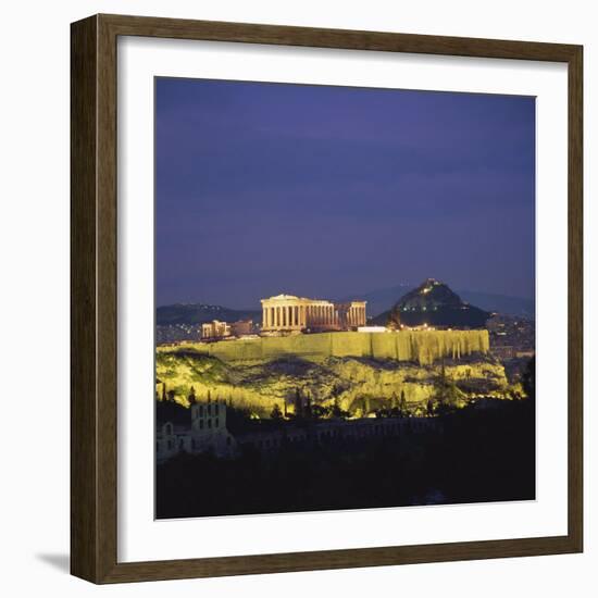 Parthenon and the Acropolis at Night, UNESCO World Heritage Site, Athens, Greece, Europe-Roy Rainford-Framed Photographic Print