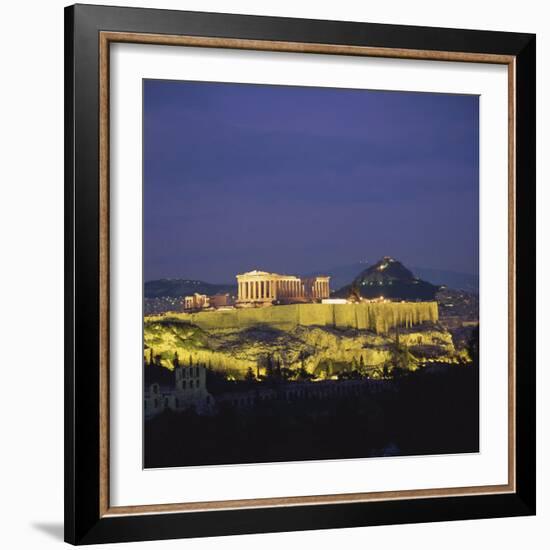 Parthenon and the Acropolis at Night, UNESCO World Heritage Site, Athens, Greece, Europe-Roy Rainford-Framed Photographic Print