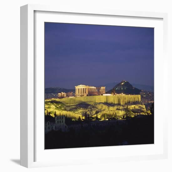 Parthenon and the Acropolis at Night, UNESCO World Heritage Site, Athens, Greece, Europe-Roy Rainford-Framed Photographic Print