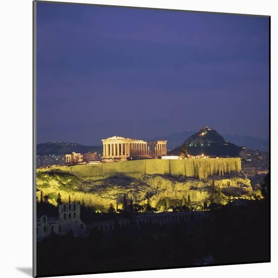 Parthenon and the Acropolis at Night, UNESCO World Heritage Site, Athens, Greece, Europe-Roy Rainford-Mounted Photographic Print