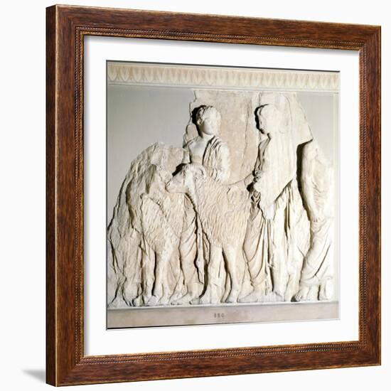 Parthenon Frieze, Elgin Marbles, Sacrifice Procession with Ram, c5th century BC-Phidias-Framed Giclee Print