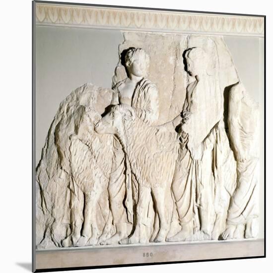Parthenon Frieze, Elgin Marbles, Sacrifice Procession with Ram, c5th century BC-Phidias-Mounted Giclee Print
