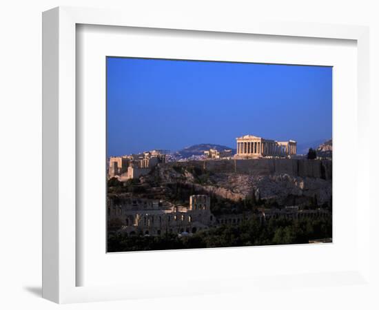 Parthenon from Filopapou at Dusk, Athens, Greece-Walter Bibikow-Framed Photographic Print