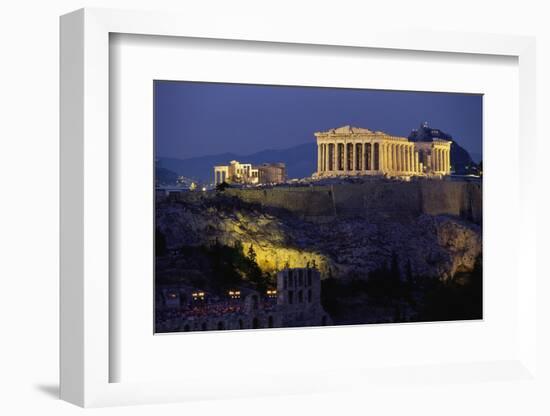 Parthenon Illuminated at Dusk-Paul Souders-Framed Photographic Print